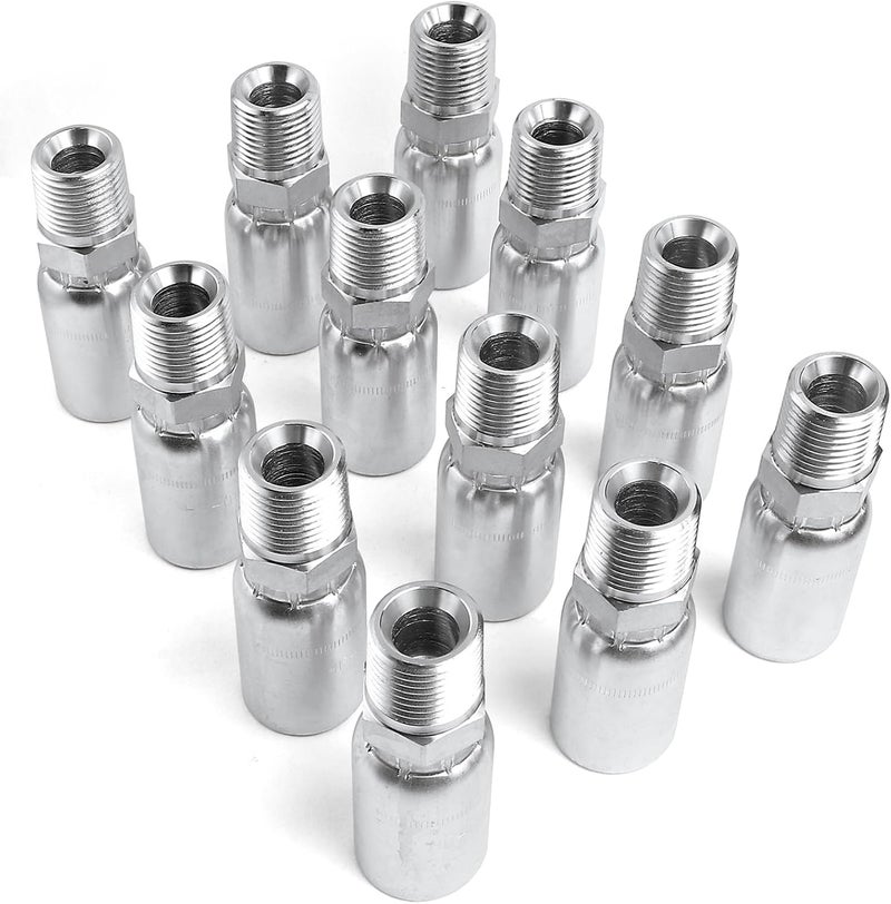 Zinger 12Pack 1/2" Hose x 1/2" NPTF Male Pipe Thread Hydraulic Hose End Crimp Fitting Compatible with Dayco Weatherhead U-Series - Image 5